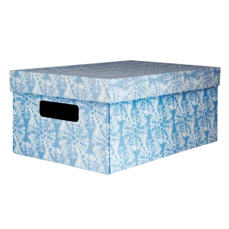 Складная коробка с крышкой "Nature Sea", Д300 Ш200 В130, белый, голубой, SZ-01 S фото на RBNG