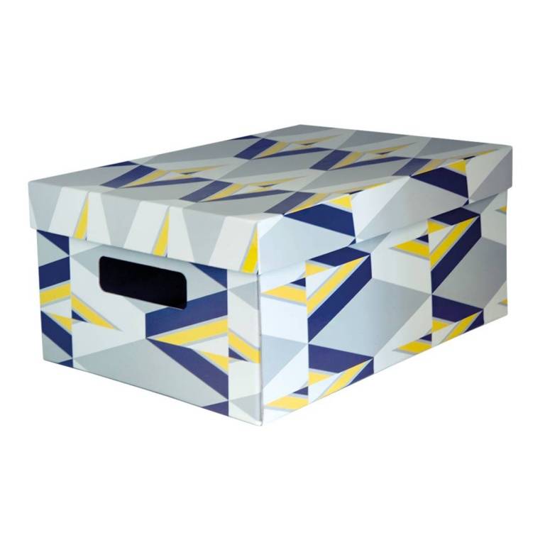 Складная коробка с крышкой "Graphic Color", Д300 Ш200 В130, серый, синий, желтый, SZ-02 S фото на RBNG