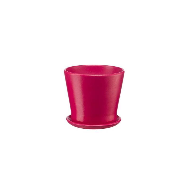 Керамический горшок "Флора" с подставкой, 0.5л., Д115 Ш115 В105, малиново-розовый, BH-32-11 фото на RBNG
