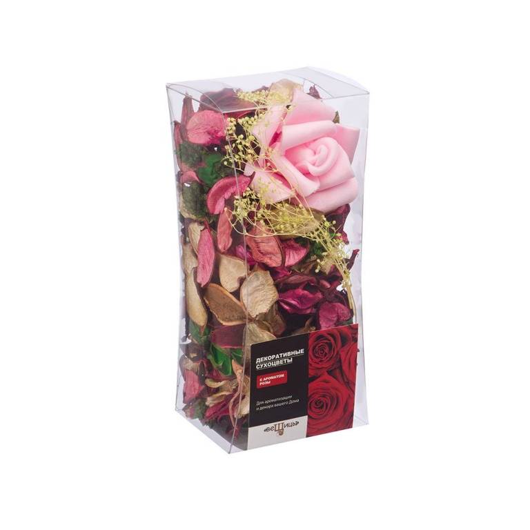 Набор сухоцветов из натуральных материалов, с ароматом розы, Д80 Ш80 В175, короб, YW-SUH61 фото на RBNG