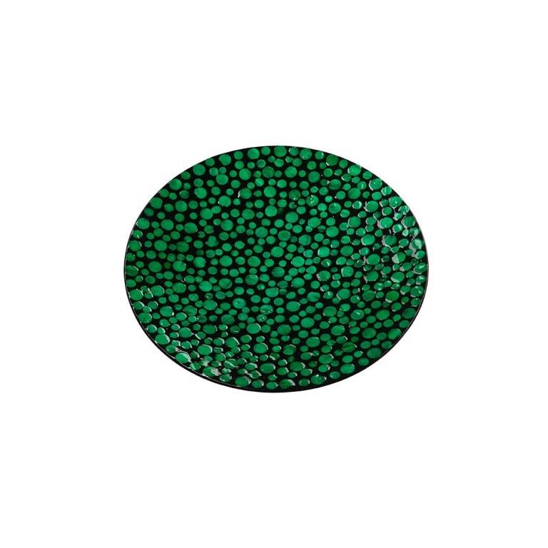 Блюдо декоративное перламутровое "Малахитовые кольца" Д450 Ш450 В60, зеленый, черный, VP-07 фото на RBNG