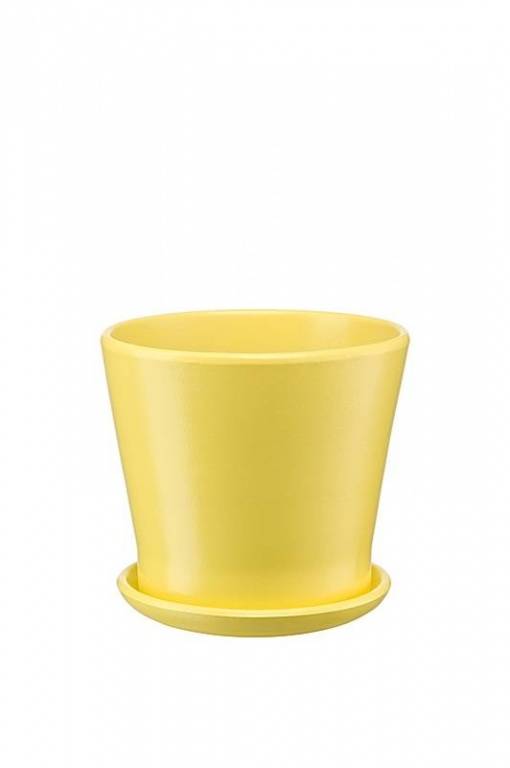 Керамический горшок "Флора" с подставкой, 1,0л., Д145 Ш145 В130, желтый, BH-33-12 фото на RBNG