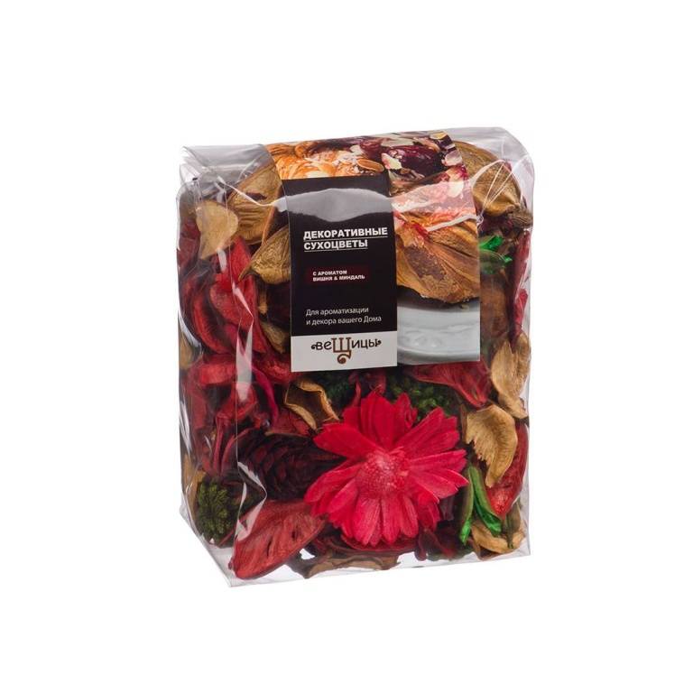 Набор сухоцветов из натуральных материалов, с ароматом "Вишня & Миндаль", Д130 Ш60 В110, пакет, YW-SUH70 фото на RBNG
