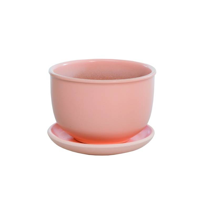 Керамический горшок "Бутон" с подставкой, 0,5 л., Д130 Ш130 В88, персико-розовый, BH-28-8 фото на RBNG