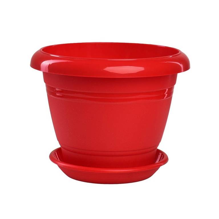 Пластиковый горшок "Фестона", D19, красный с поддоном, 5PL0057 фото на RBNG