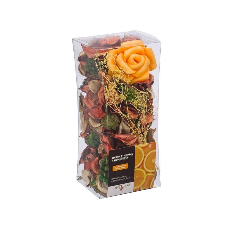Набор сухоцветов из натуральных материалов, с ароматом апельсина, Д80 Ш80 В175, короб, YW-SUH62 фото на RBNG