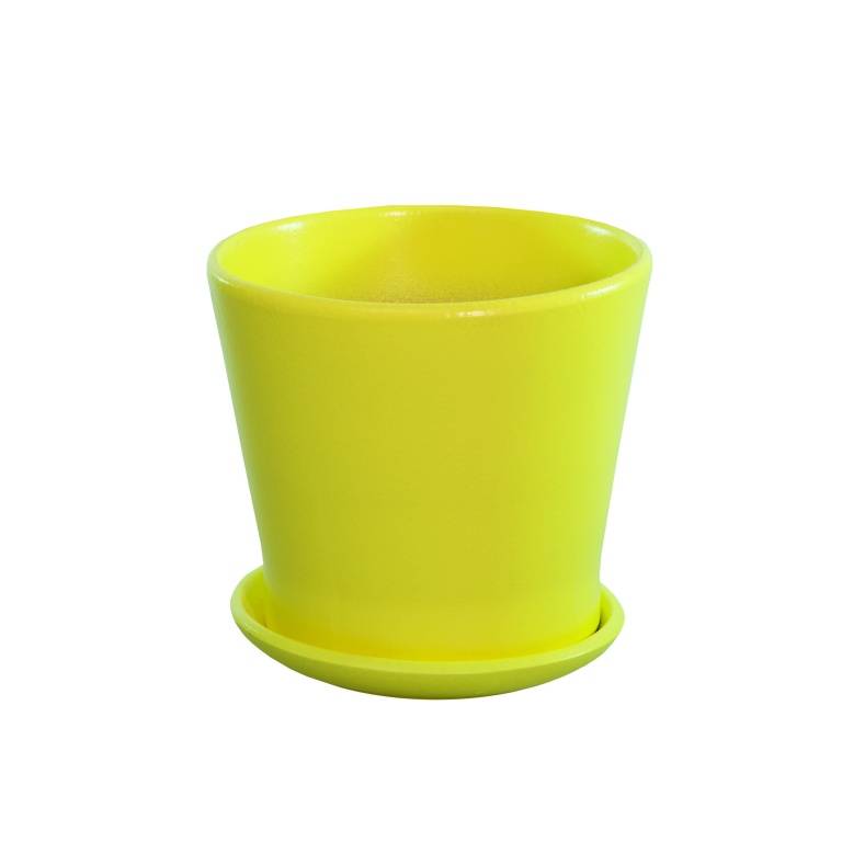Керамический горшок "Флора" с подставкой, 0.5л., Д115 Ш115 В105, желтый, BH-33-11 фото на RBNG